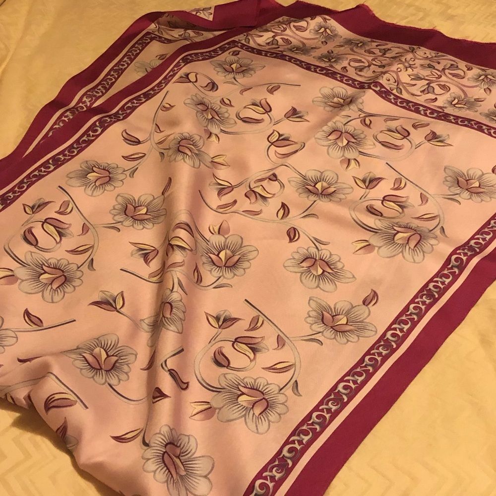 Silk Rectangular Large Scarf Hand Painted By Vakko - image 1